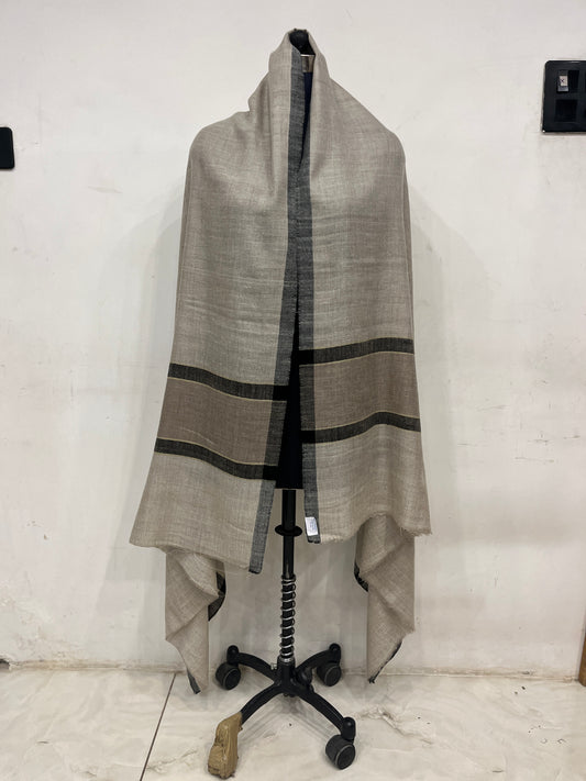 Pashmina Grey & Ivory Bold Stripe Shawl