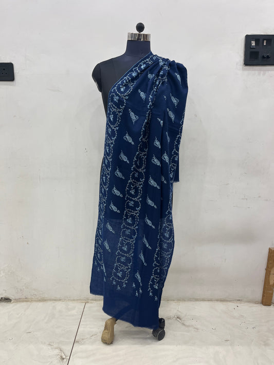 Pashmina Midnight Blue Kashmiri Embroidered Premium Shawl