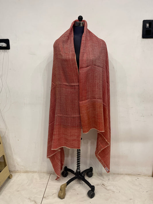 Pashmina Dual Tone Rust & Red Designer Handwoven Shawl