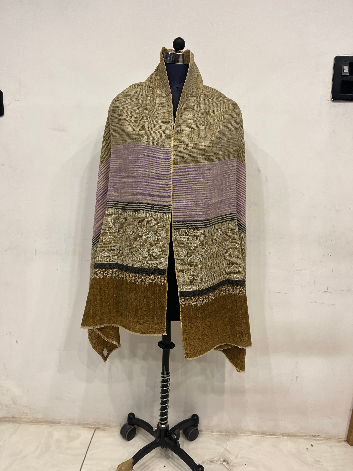 Pashmina Designer Stole — Ikat Pattern Ground